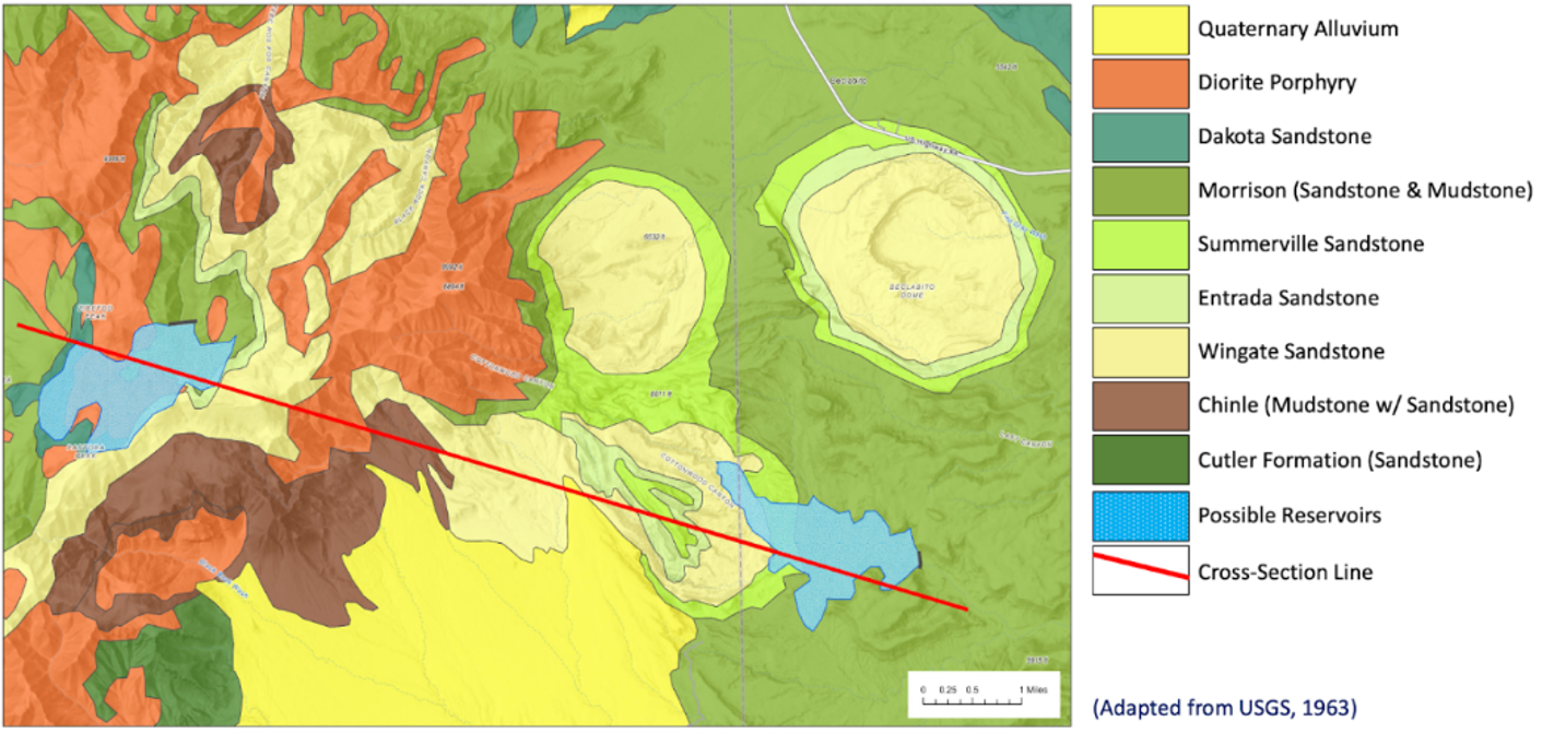 Simplified surface geologic map of the project area.